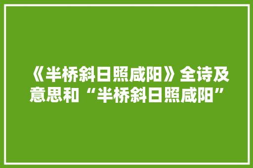 《半桥斜日照咸阳》全诗及意思和“半桥斜日照咸阳”的拼音注释