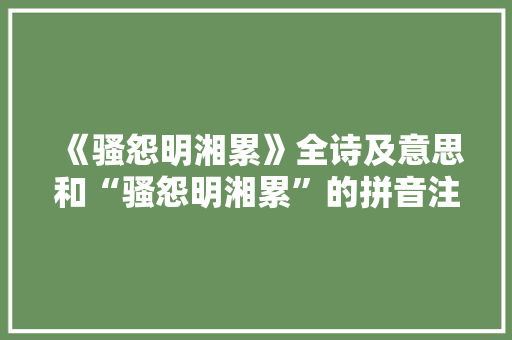 《骚怨明湘累》全诗及意思和“骚怨明湘累”的拼音注释