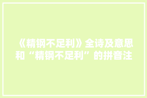 《精钢不足利》全诗及意思和“精钢不足利”的拼音注释