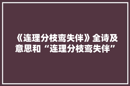 《连理分枝鸾失伴》全诗及意思和“连理分枝鸾失伴”的拼音注释