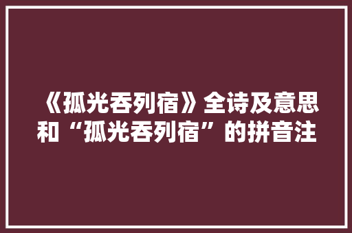 《孤光吞列宿》全诗及意思和“孤光吞列宿”的拼音注释