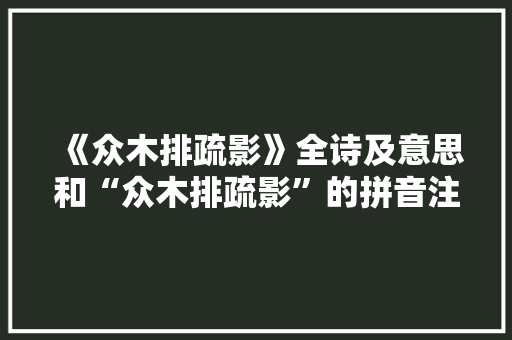 《众木排疏影》全诗及意思和“众木排疏影”的拼音注释