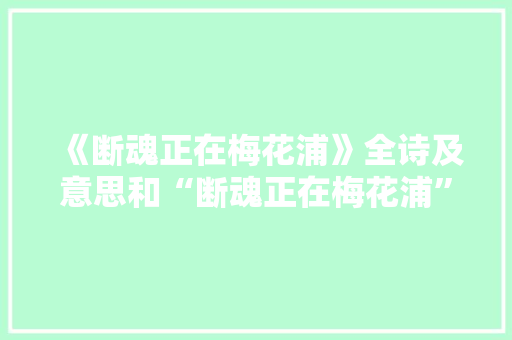 《断魂正在梅花浦》全诗及意思和“断魂正在梅花浦”的拼音注释