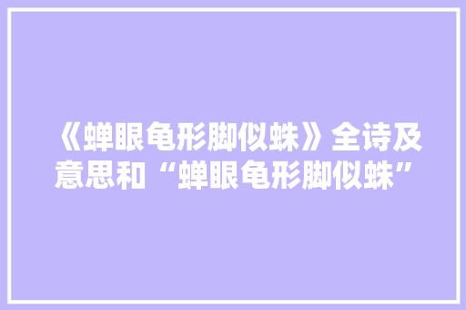 《蝉眼龟形脚似蛛》全诗及意思和“蝉眼龟形脚似蛛”的拼音注释