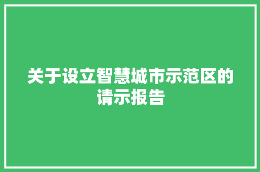 关于设立智慧城市示范区的请示报告