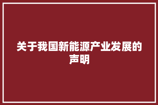 关于我国新能源产业发展的声明