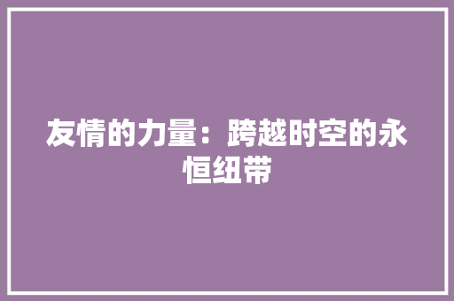 友情的力量：跨越时空的永恒纽带