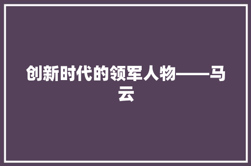 创新时代的领军人物——马云