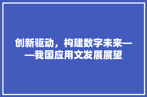 创新驱动，构建数字未来——我国应用文发展展望