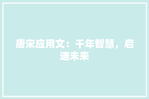 唐宋应用文：千年智慧，启迪未来 应用文