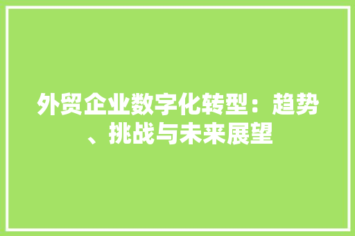 外贸企业数字化转型：趋势、挑战与未来展望 应用文