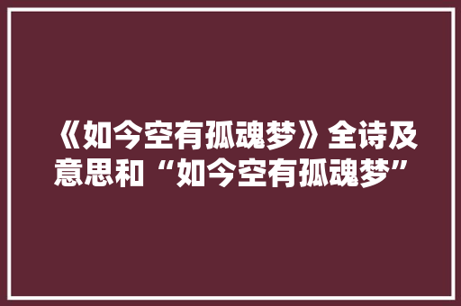 《如今空有孤魂梦》全诗及意思和“如今空有孤魂梦”的拼音注释