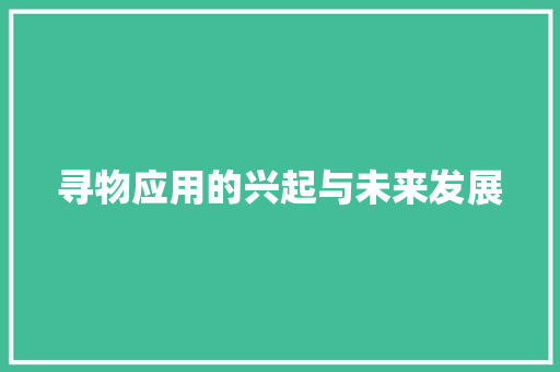 寻物应用的兴起与未来发展