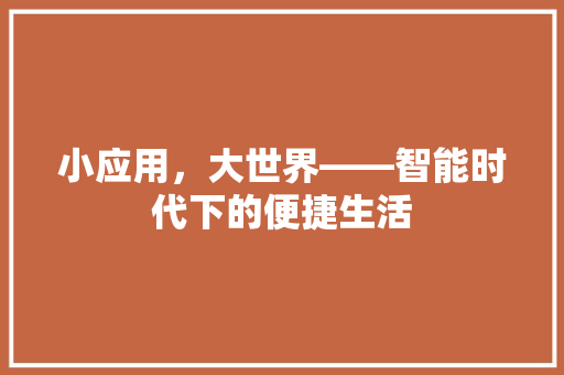 小应用，大世界——智能时代下的便捷生活 应用文