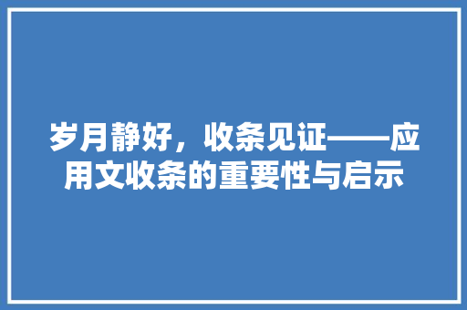 岁月静好，收条见证——应用文收条的重要性与启示