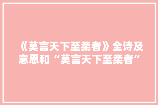 《莫言天下至柔者》全诗及意思和“莫言天下至柔者”的拼音注释