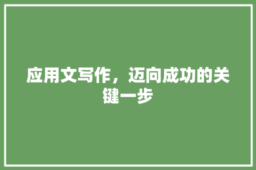 应用文写作，迈向成功的关键一步 应用文