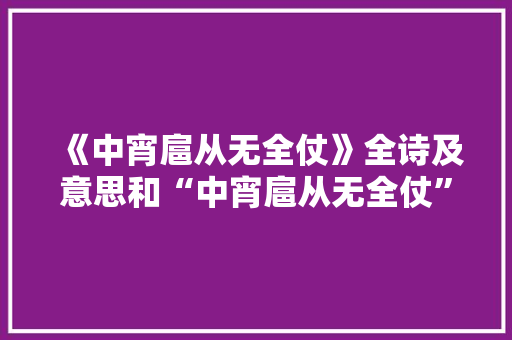 《中宵扈从无全仗》全诗及意思和“中宵扈从无全仗”的拼音注释 诗词鉴赏