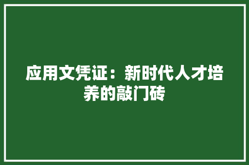 应用文凭证：新时代人才培养的敲门砖 应用文
