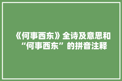 《何事西东》全诗及意思和“何事西东”的拼音注释