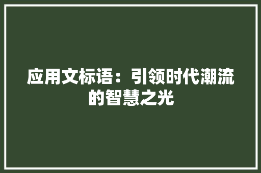 应用文标语：引领时代潮流的智慧之光