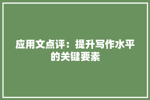 应用文点评：提升写作水平的关键要素 应用文