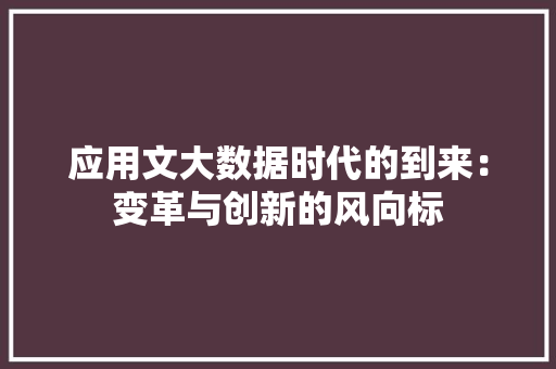 应用文大数据时代的到来：变革与创新的风向标