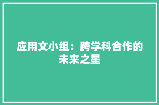 应用文小组：跨学科合作的未来之星
