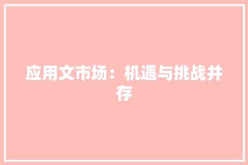 应用文市场：机遇与挑战并存 应用文