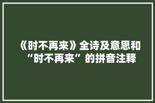 《时不再来》全诗及意思和“时不再来”的拼音注释