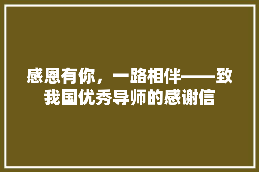 感恩有你，一路相伴——致我国优秀导师的感谢信 应用文