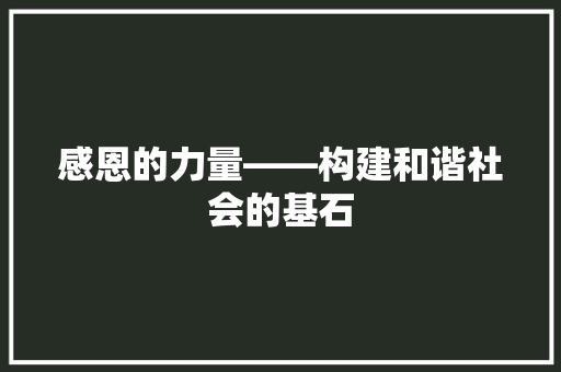 感恩的力量——构建和谐社会的基石 应用文