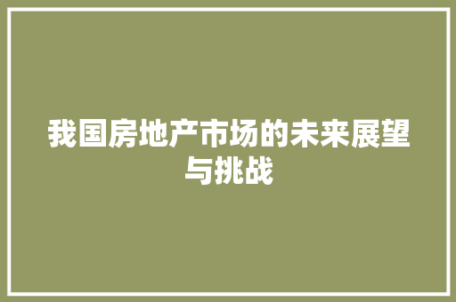 我国房地产市场的未来展望与挑战 应用文