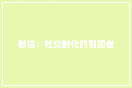 微信：社交时代的引领者