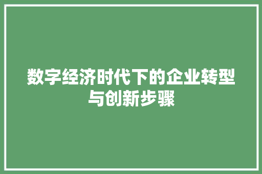 数字经济时代下的企业转型与创新步骤 应用文
