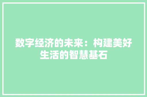 数字经济的未来：构建美好生活的智慧基石 应用文