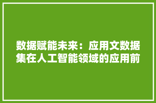 数据赋能未来：应用文数据集在人工智能领域的应用前景