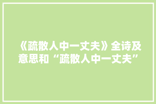 《疏散人中一丈夫》全诗及意思和“疏散人中一丈夫”的拼音注释