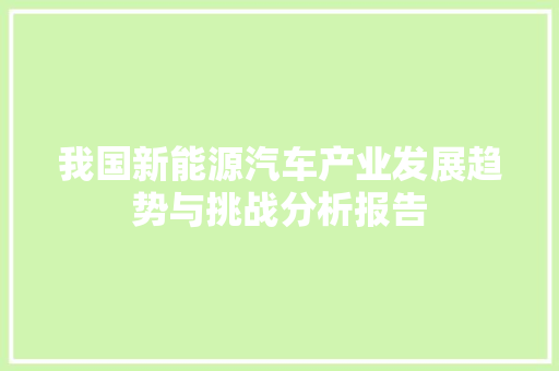 我国新能源汽车产业发展趋势与挑战分析报告 应用文