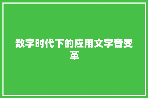 数字时代下的应用文字音变革
