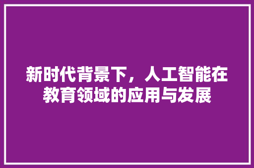 新时代背景下，人工智能在教育领域的应用与发展 应用文