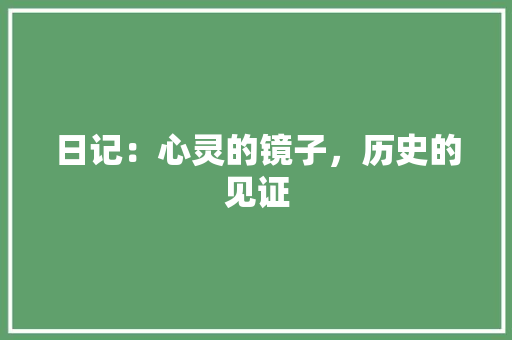 日记：心灵的镜子，历史的见证