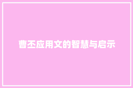 曹丕应用文的智慧与启示