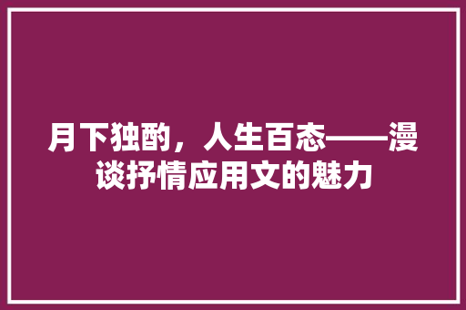 月下独酌，人生百态——漫谈抒情应用文的魅力 应用文