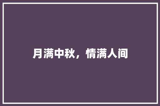 月满中秋，情满人间 应用文