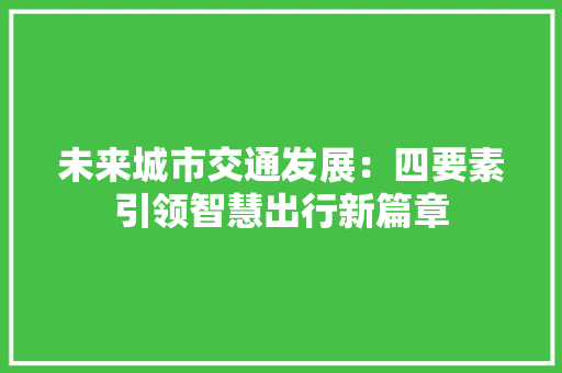 未来城市交通发展：四要素引领智慧出行新篇章 应用文