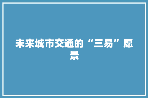 未来城市交通的“三易”愿景