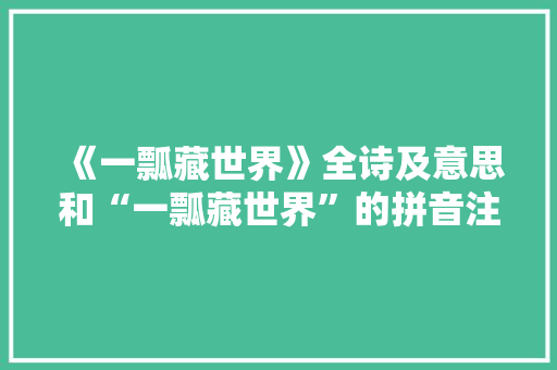 《一瓢藏世界》全诗及意思和“一瓢藏世界”的拼音注释