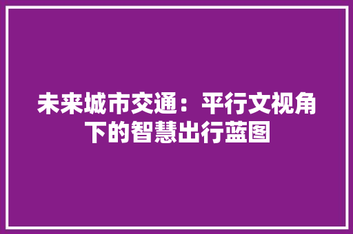 未来城市交通：平行文视角下的智慧出行蓝图 应用文