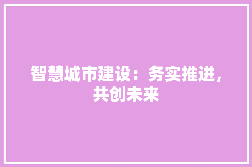 智慧城市建设：务实推进，共创未来 应用文